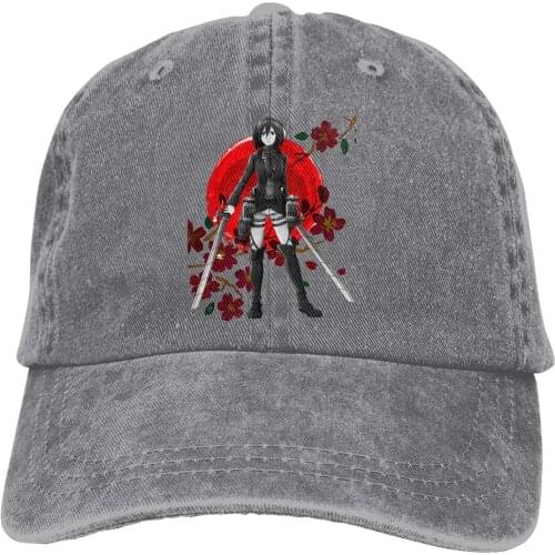 Adjustable Solid Color Baseball Cap Mikasa Ackerman Washed Cotton Attack on Titan Japanese Aniime Sports Woman Hat