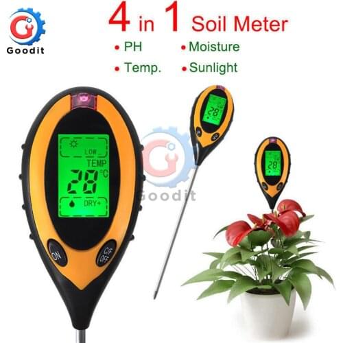 4 in 1 Soil PH Meter Tester Soil Tester PH Moisture meter Temperature Sunlight Intensity measurement Analysis Soil Acidity Test