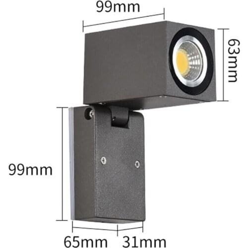 LED Exterior Wall Lamp, 5W, Angle Adjustable Outdoor Porch Wall Mounted Lighting Fixtures Aluminum Waterproof Wall Sconce