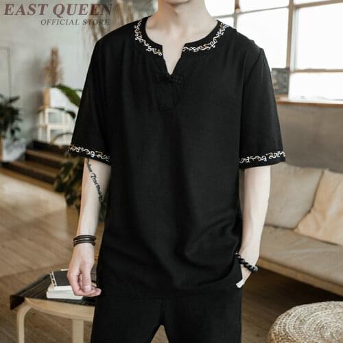 Traditional chinese shirt solid tops casual holiday summer spring t-shirts mens high quality t shirts fashion 2017AA3813 Y A
