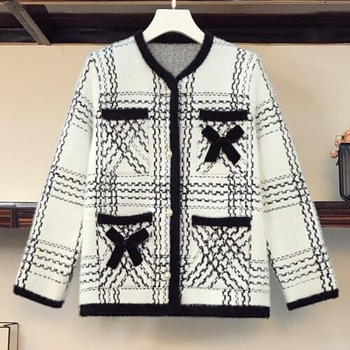 Internet Celebrity Plaid Color Striped Cardigan 2021 Korean Style Autumn Tops Fashion All-Match Sleeve Mohair Sweater For Women