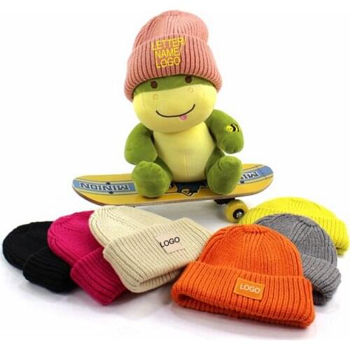 Winter Thick Beanie Kids Warm cap Knitted hat Child Skullies Woolen Beanies Big Boy Skull hats Girls Apparel hats Custom NAME