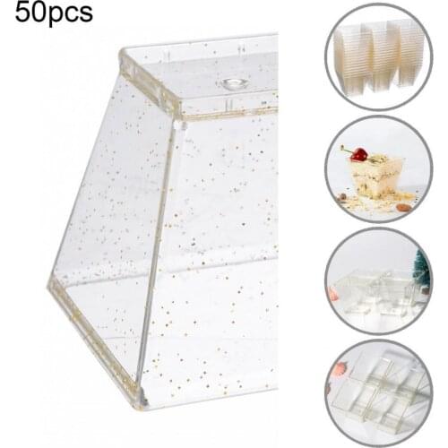 Lightweight 50Pcs Useful Disposable Plastic Plastic Dessert Bowls PS Square Ice Cream Cups Square for Home