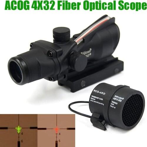 ACOG 4x32 Fiber Source Red or Green Illuminated Scope Tactical Fiber Optica Real Fiber Rifle scopes Come with Killflash