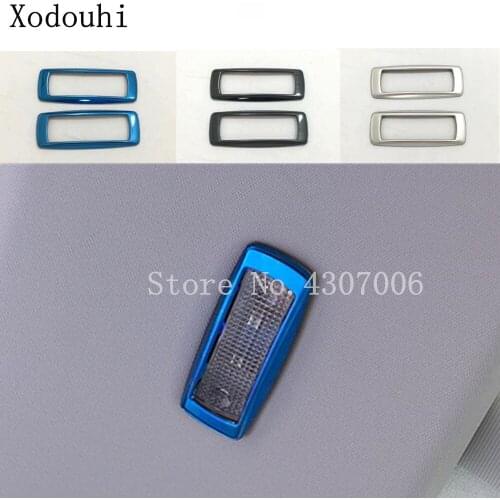 Car Inner Stainless Steel Back Rear Tail Read Reading Switch Light Lamp Frame Trim 2pcs For Skoda Karoq 2017 2018 2019 2020 2021
