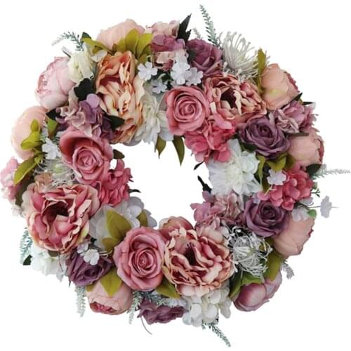 Large Handcrafted Hydrangea Flower Wreath Pink Floral Garden Farmhouse Walls Decoration Stages