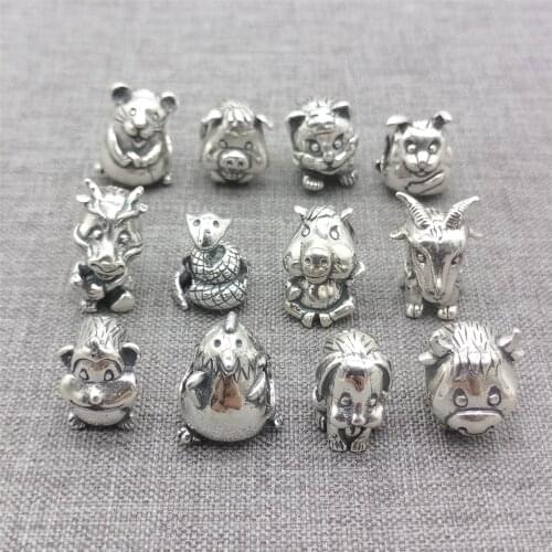925 Sterling Silver Chinese Zodiac Bead Large Hole for Bracelet