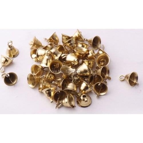 100pcs/lot Small Size Gold Color 6*8mm Small Bell Iron Loose Beads Christmas Decoration Jewelry Accessories