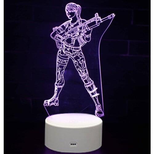Raven Omega Figurine Light Kids Sleeping Lampen White Base 3D Night Light 3-7 Color Touch 3D illusion Battle Royale Figures Lamp