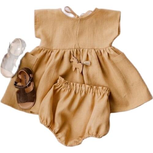 2021 Korean Princess Dress Summer Kid Girls Dress+Shorts 2pcs Suit Sweet Children Party Costume Children Clothing For Baby 6M-3T