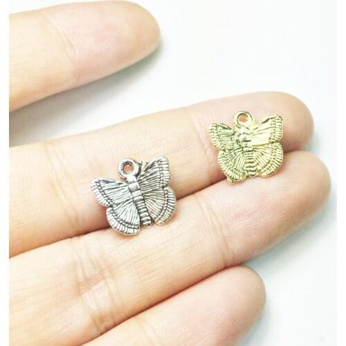 Eruifa 20pcs 12mm Nice Butterfly Zinc Alloy necklace,earring bracelet jewelry DIY handmade old and Burnished silver