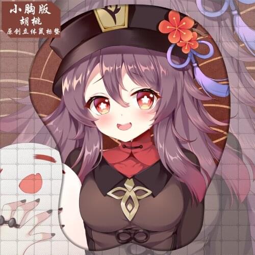 Genshin Impact Hu Tao Cosplay Props Sexy Mouse Pad 3D Breast Mousepad Wrist Rest Silicone Creative Mouse