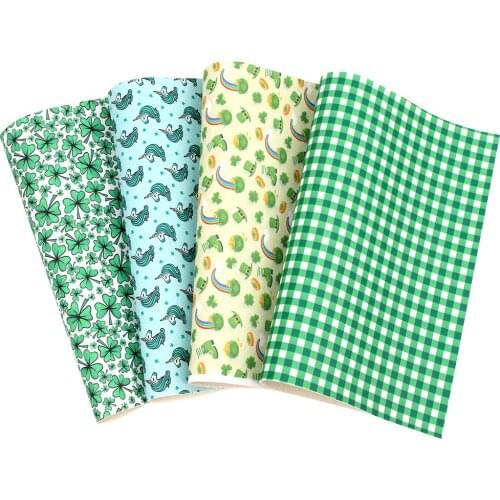 Faux Synthetic Leather St.Patrick Days Theme Printed Vinyl Fbairc Sheet DIY Hair Bows Craft Handmade Bag Materials 22*30cm/pc