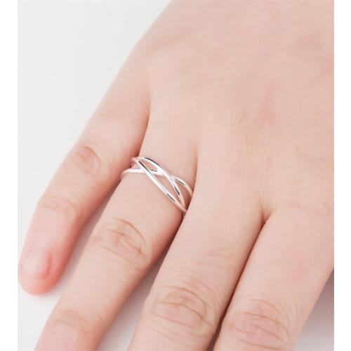 Jisensp Unique Geometric Infinite Rings for Women Romantic Ring Fashion Design Statement Sliver Color Ring Wedding Jewelry Bague