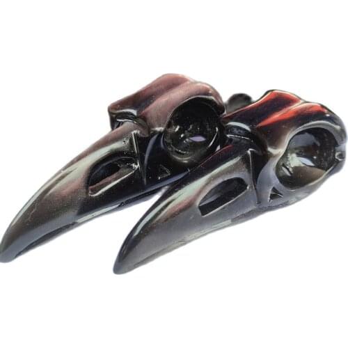 Natural Black Obsidian Stones Crystals Bird Beak Skull Reki Repel Evil Gifts 1pcs
