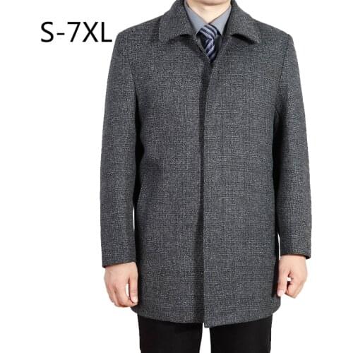 Mu Yuan Yang Wool Coat For Men Casual Woolen Coats Male Clothing Mens Jackets Single Breasted Overcoat 5XL 6Xl 7XL Plus Size