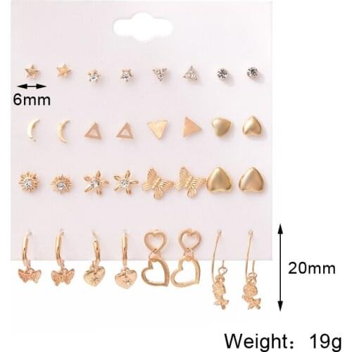 Stud Earrings Set Pendientes Mujer Earring Set for Women Girl Butterfly Star Moon Fashion Jewelry Boucle Oreille Femme Oorbellen