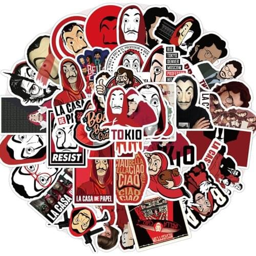 50PCS/lot TV Show Money Heist La Casa De Papel Sticker To DIY Moto Car Laptop PC Phone Suitcase Waterproof Stickers