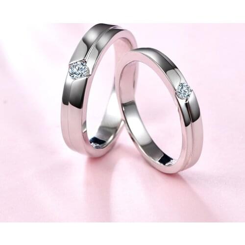 Moissanite Couple Wedding Rings 925 Silver Rhodium Plating Diamond Test Past D Color Moissanite Engagement Ring for Men&Women