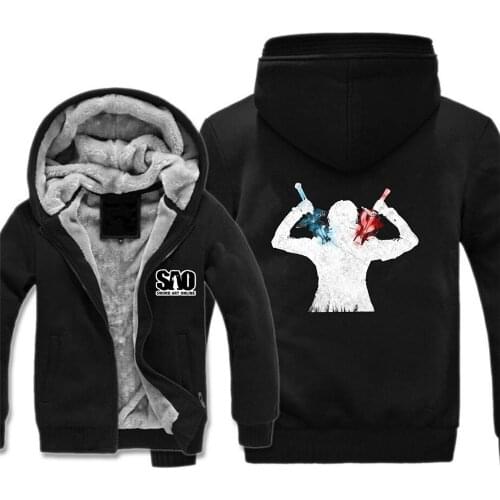 Japan anime Sword Art Online jacket men women Thicken Fashion Jacket Coat Zipper teenagers Sweatshirt cartoon Printed Hoodies