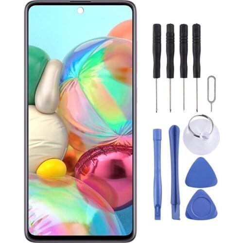 Original Super AMOLED Material LCD Screen and Digitizer Full Assembly for Galaxy A71 (Black)