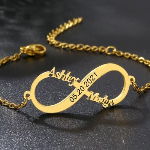 Custom Name Infinite Bracelets for Women Stainless Steel Cusomized Personalized Fashion Marking Letter Bracelet Handmade Jewelry