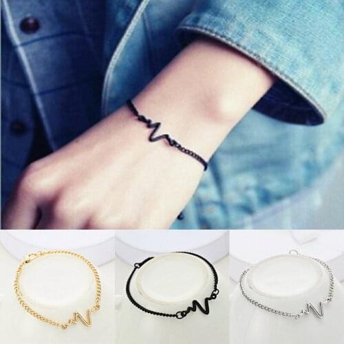 Simple fashion ECG Lightning Bracelet 3 Colors Heartbeat Rhythm Chain Bracelets Jewelry Gift Love Wedding Banquet Wholesale