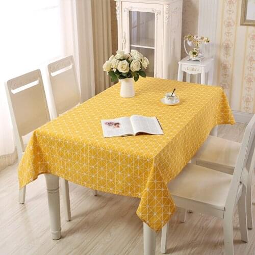 Rectangle Cotton Linen Table Cloth for Dining Room Modern Plaid Table Cover for Home Geometric Simple Washable Tablecloth