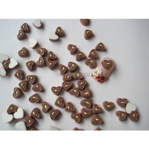 RC67-2 30pcs Cute Heart Shape Nail Resin Decoration Outlooking