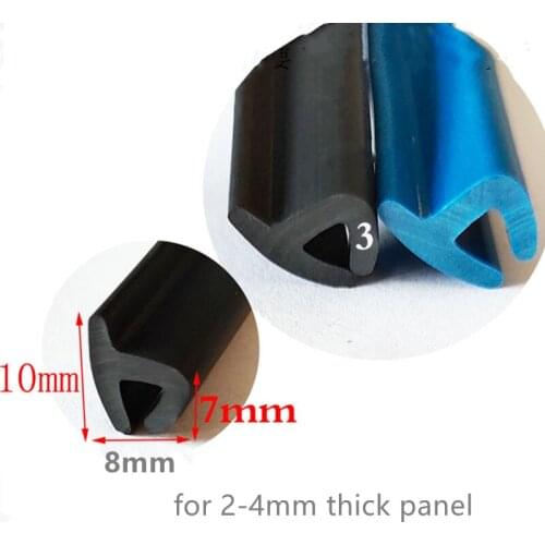 Rubber Pipe U Strip for 0.8-2mm thick Glass Metal Wood Panel Edge Encloser Shield 14x6mm 1m Black Blue
