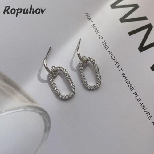 ROPUHOV 2021 Jewery Trendy Korean Japan Simple Oval Earrings Female