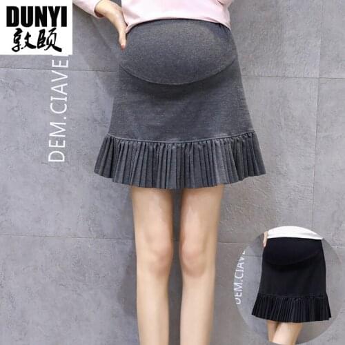 Woolen Knitted Stretch A Line Skirts Bottom for Pregnant Women 2018 Korean Spring Autumn Korean Fashion Maternity Belly Skirts