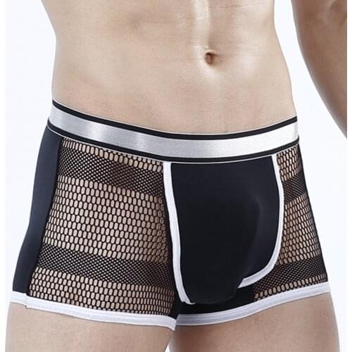 Ice Silk Men Boxer Underwear Mesh Boxers Mens Breathable Sexy Boxershorts Male Solid Comfortable Underpants Panties Hombre 3XL