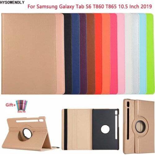 360 Rotating Leather Case For Samsung Galaxy Tab S6 10.5‘’ Inch 2019 Tablet Smart TPU Cover Funda For Galaxy Tab S6 SM-T860 T865
