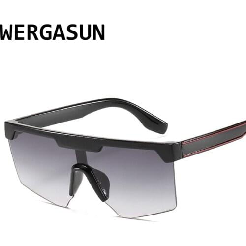 WERGASUN Flat Top Oversized Sunglasses Women Personlity Fashion Sexy Tinted Color Lens UV400 Retro Ladies Sun Glasses