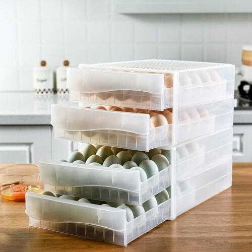Egg Storage Box Refrigerator Drawer Egg Box Kitchen Food Storage Box Transparent Shockproof Double Duck Egg Tray