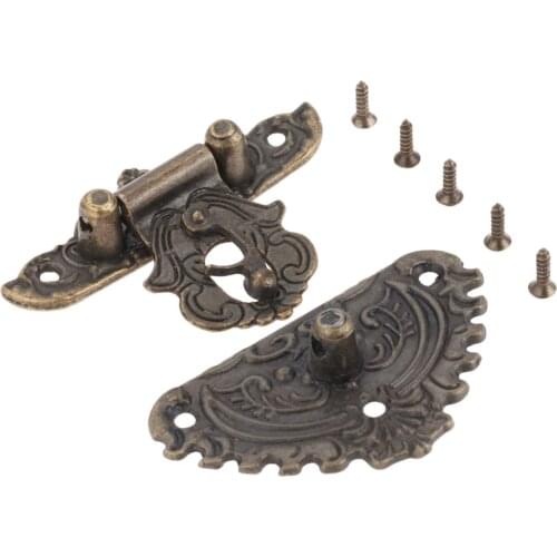 56*50mm Hasp Toggle Buckle Antique Bronze Latches Lock Clip Clasp Wooden Jewelry Gift Box Cabinet Decor Furniture Hardware screw