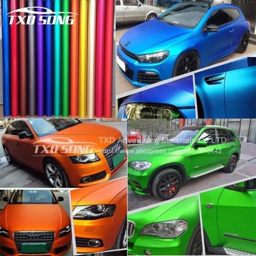 10/20/30/40/50/60x152CM PVC Matte Chrome Vinyl Car Wraps Sticker Color Changing Car Sticker With Air Bubble Car Styling