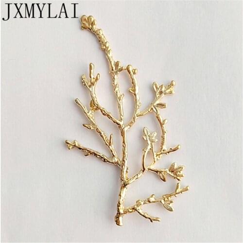 10 PCS 44*81mm Fashion Metal Alloy KC Gold Branch Connectors Charms For DIY Jewelry Making