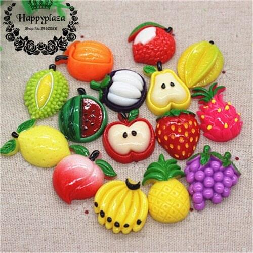 10pcs Cute New Various Resin Fruit Simulation Miniature Food Art Flatback Cabochon DIY Craft Decoration