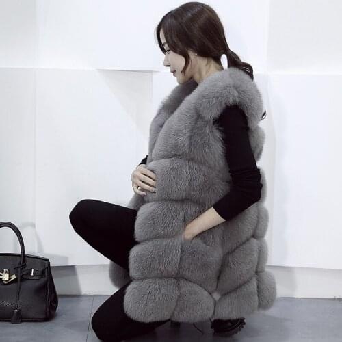 100% Genuine Full Pelt Skin Luxury Fox Fur Long vest black red blue green gray beige30 colors,real natural fox fur coat