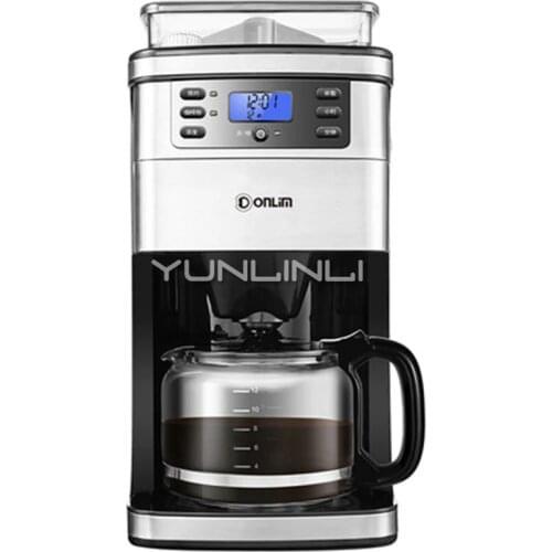 1.5L Coffee Machine Household 220V Automatic Grinding Bean Coffee Drip Machine Flour American Espresso Maker DL-KF4266
