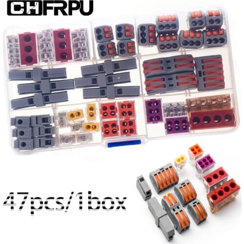 47PCS Hybrid Boxed Quick Wire Connector PCT-212/213/215/111/101/201/102 Universal compact in-line wire connector terminal block