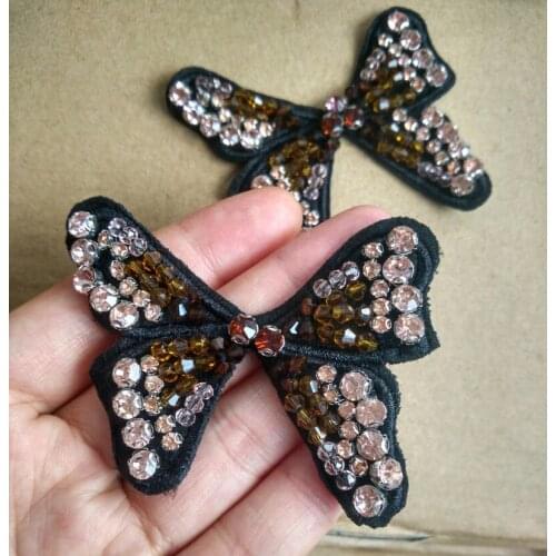 5pcs/lot Butterfly Crystal Patch DIY Shoes Dress Garment Accessries rhinestone applique