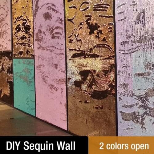 50x125cm Wedding Party Sequin 3D Wall Sticker Wall Cloth Letter Graffiti Wall Fish Scale Sequin Embroidered Fabric Net Red Wall