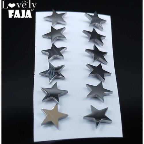 6 pairs 2021 Fashion Star Stainless Steel Earing Set for Women Silver Color Earrings Jewelry pendientes mujer pequenos E612781
