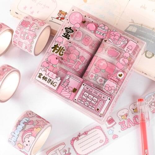 8Pcs Washi Tape Set Kawaii Washitape Scotch Decorative Stickers Flash Point Adhesive Tape Matte School Supplies Cute Washi Tape
