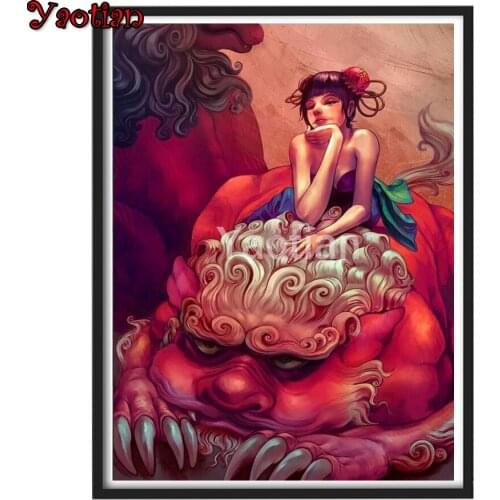 5d DIY Diamond Painting Cartoon girl and monster Diamond Embroidery Decoration Full Square Round Rhinestone Cross Stitch Mosaic