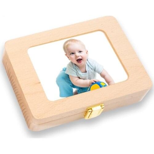 Baby Wooden Photo Frame Tooth Box Organizer Fetal Hair Kid Teeth Box Storage Infant Umbilical Keep Collect Child Souvenir Gift