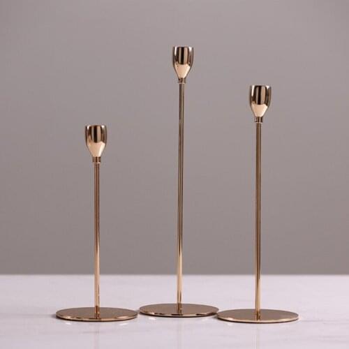 European Golden Metal Candlestick Home Decoration Candle Holder Living Room Table Decoration Accessories Wedding Decoration